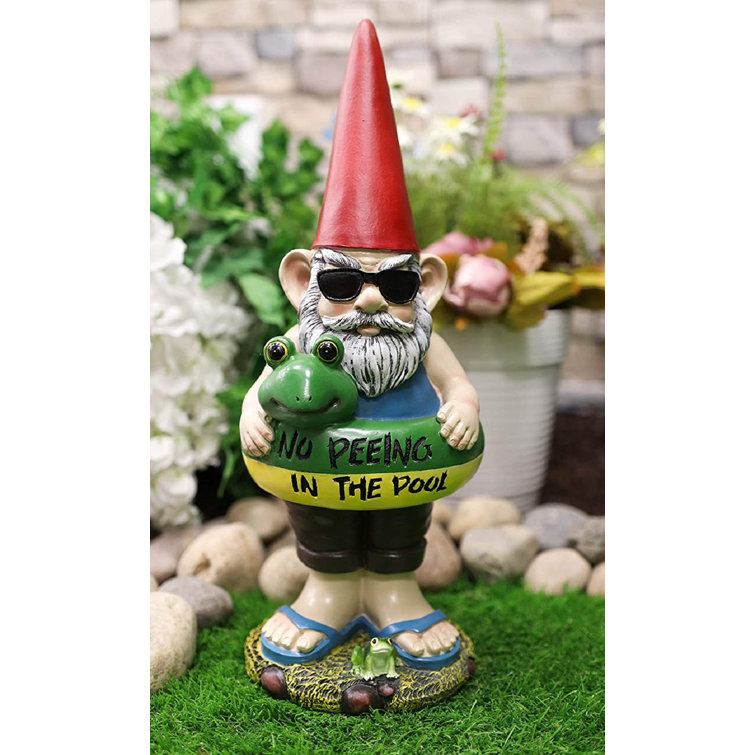 Trinx No Peeing in the Pool Sign Whimsical Lifeguard Gnome with Shades